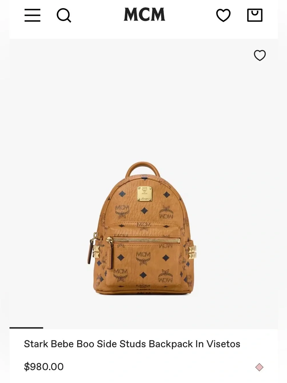 MCM Visetos Stark Bebe Boo Studs Mini Backpack Crossbody